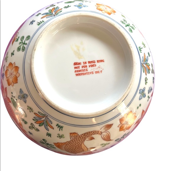 Porcelain 10" vintage Koi fish Gold Carp Decorative bowl - Picture 9 of 12